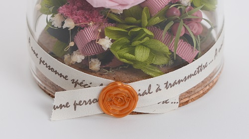 プリザ専花アレンジ、イネスモナ、シーリングスタンプのアップ